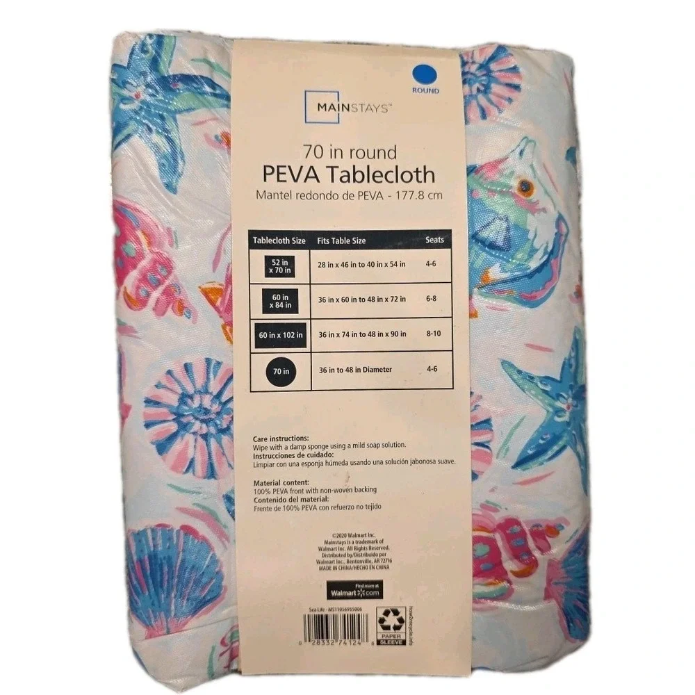 Mainstays Peva Vinyl Tablecloth 70